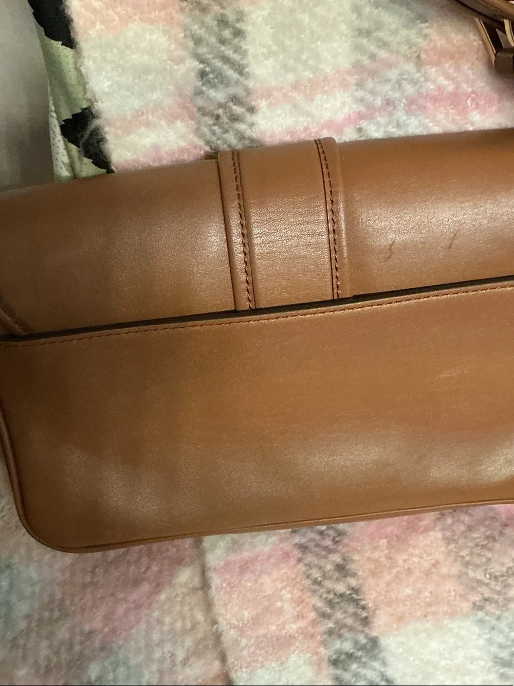 Michael Kors RARE SOHO Cognac Leather Buckle-Front Shoulder Bag